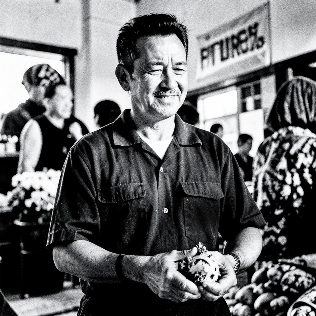 A warm duotone photograph of a person volunteering at a community event, soft amber and charcoal tones, hands reaching out to help